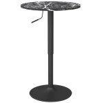 Table de bar ronde - �60 cm - r�glable en hauteur - noir - aspect marbre - 2 places