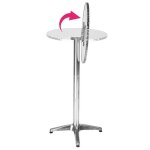Table de bar ronde en aluminium et acier inoxydable - hauteur r�glable 70 - 110 cm