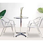 Table de bar table ronde hauteur r�glable 70 - 110 cm � 60 cm aluminium argent