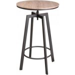 Table de bar ronde style industriel en bois et métal noir ajustable Table de bar ronde style industriel en bois et métal noir ajustable