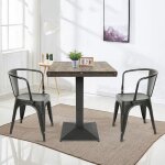 Table bar style industriel dcor chne - table carre bistrot 60x60x75 cm - pied central en fer