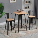 Table de bar - yn - table haute � manger - table de jardin en bois fer - 60 x 60 x 110 cm
