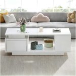 Table basse 100 * 50 * 36cm table basse avec tiroirtable dappoint led haute brillance table de canap� ...