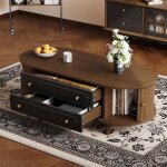Table basse 100x50x36 avec tiroirs console avec porte enroulable table dappoint table de salon 4 pieds ...