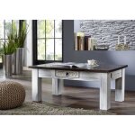 Table basse 110x60cm - bois massif de manguier ciré (blanc antique) - style campagne chic - castle antik ... Table basse 110x60cm - bois massif de manguier ciré (blanc antique) - style campagne chic - castle antik ...