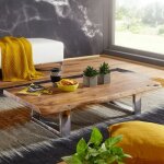 Table basse 115x58x25 cm en acacia naturel et fer