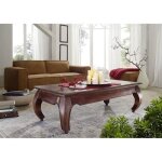 Table basse 135x70cm - bois massif dacacia laqu - inspiration ethnique - coloniale - opium #616