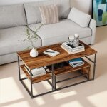 Table basse - lot de 2 - dans les nuages - style moderne - bois clair - table de salon - rectangulaires ...