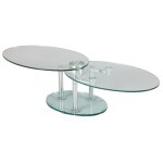 Table basse 2 plateaux ovales en verre tremp� transparent - glass