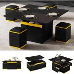 Table basse 2 plateau relevable - 2 tiroirs et 4 tabouret - compartiments cach�s - 3 en 1 table de salon ...