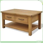 Table basse - 242745 - bois de ch�ne massif - grand tiroir - finition laqu�e