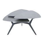 Table basse avec 3 plateaux pivotants en c�ramique finition gris ardoise - nexus