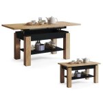 Table basse actoria noir bois relevable et extensible jusqua 150 cm