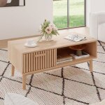 Table basse bois adwolt table dappoint en osier avec tiroirs et rangement ouvert 100x50x43cm couleur ...