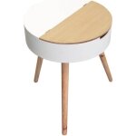 Rofia - table basse ronde blanche avec coffre