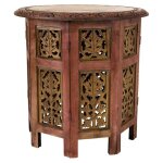 Table basse artisanale en bois marron 45x45x45h
