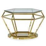 Table basse aston en verre transparent et pied or Table basse aston en verre transparent et pied or