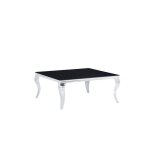 Table basse baroque ? carr�e ? chrome & verre noir ? 100x100x45 cm