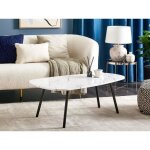 Table basse - beliani - biddle - blanc - ovale - effet marbre