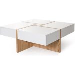Table basse blanc bois 4 coffres de rangement