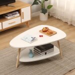 Table basse blanc scandinave 2 �tages pieds en bois h�tre 90�60�395cm