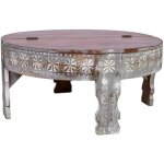 Table basse blanche en bois de manguier - alexandra house living - 80 x 41 x 80 cm