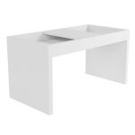 Table basse rectangle blanche 2 niches l 36 h 38. 5 p 68 cm - l 38. 5 x l 36 x h 68 cm