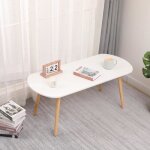 Table basse blanche - style scandinave et moderne - pieds en bois de massif - 110x55x45cm Table basse blanche - style scandinave et moderne - pieds en bois de massif - 110x55x45cm