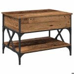 Table basse bois ancien - vidaxl - 70x50x50 cm - bois ding�nierie - plateau relevable - marron - convertible ...