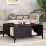 Table basse en bois ding�nierie - vidaxl - ch�ne noir - 80x80x365 cm - 1 �tag�re - grande capacit� de ...