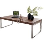 Table basse bois massif finebuy - sheesham - style maison de campagne - 120x40x60cm