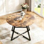 Table basse bois - table basse salon avec rangement - structure m�tal robuste - table basse ronde 120x43. ...