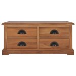 Table basse - bois de teck solide - 68x68x30 cm - 4 tiroirs Table basse - bois de teck solide - 68x68x30 cm - 4 tiroirs