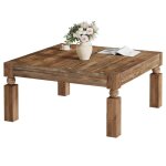 Table basse en boislittle tree100 cm table de salon carr�e en mdf avec pieds en bois robustesch�ne