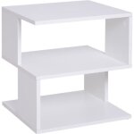 Table basse bout de canapé design contemporain asymétrique dim. 40l x 40l x 43h cm 2 étagères panneaux ... Table basse bout de canapé design contemporain asymétrique dim. 40l x 40l x 43h cm 2 étagères panneaux ...