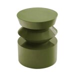 Table basse bout de canap� effet laqu� vert olive diam 40 cm - oviala
