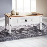 Table basse campo table d'appoint rectangulaire en pin massif blanc et brun avec 1 tiroir, meuble de ...