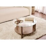 Table basse de salotto canevino dmora en bois plaqu� marron noyer 75x75x40h cm
