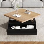 Table basse carr� pivotant � 360 � table basse avec 1 tiroir noir haute brillance table dappoint salon ...