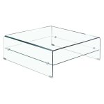 Table basse carr�e 80 x 80 cm avec �tag�re en verre tremp� - ice meubletmoi