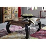 Table basse carr�e 80x80cm - bois massif recycl� multicolore laqu� - inspiration ethnique - nature of ...