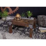 Table basse carr�e 85x85cm - m�tal et bois massif de manguier laqu� - amsterdam #19