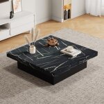 Table basse carr�e 90�90�25 cm - redom - avec 4 tiroirs et plateau coulissant - en panneau de particules ...