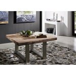 Table basse carrée 90x90cm - fer et bois massif dacacia laqué (natural stone) - freeform #122 Table basse carrée 90x90cm - fer et bois massif dacacia laqué (natural stone) - freeform #122