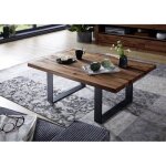 Table basse carr�e 90x90cm - m�tal et bois massif de ch�ne sauvage huil� (tabacco brown) - montreux #317 ...