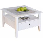 Natur - table basse carrée bois massif vernis blanc et verre Natur - table basse carrée bois massif vernis blanc et verre