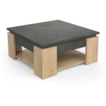 Table basse carrée austin - décor chêne hamilton et sidewalk - l 80 x p 80 x h 372 cm - demeyere Table basse carrée austin - décor chêne hamilton et sidewalk - l 80 x p 80 x h 372 cm - demeyere