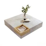 Table basse carr�e - bellemave - table dappoint avec bo�te de rangement amovible - 72x72x30cm - gris ...