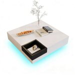 Table basse carr�e - bellemave - table dappoint avec led et bo�te de rangement amovible - 72x72x30cm ...