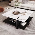 Table basse carrée - flasidu - 72x72x32cm - surface en marbre - 60kg - quatre compartiments de rangement ... Table basse carrée - flasidu - 72x72x32cm - surface en marbre - 60kg - quatre compartiments de rangement ...